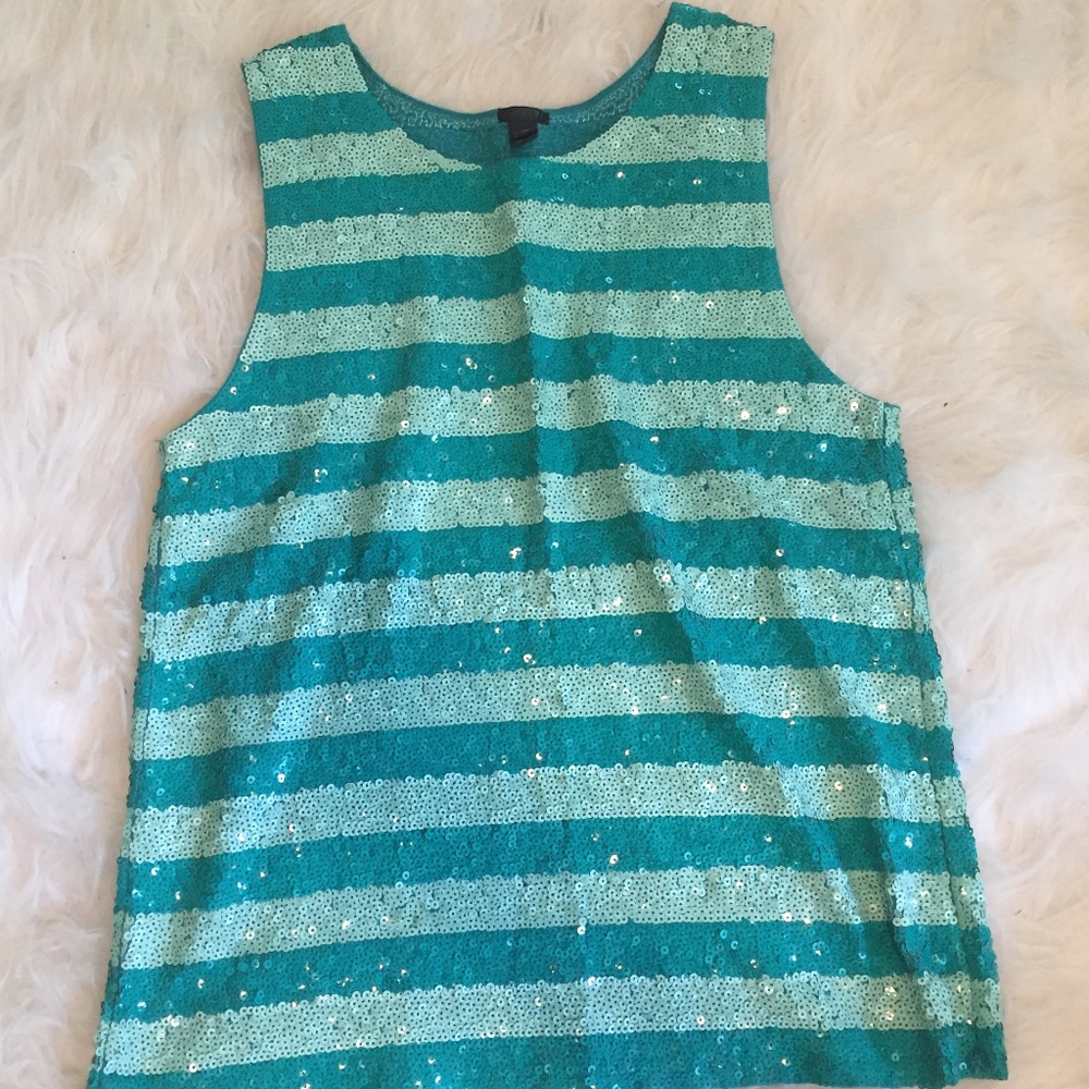 J Crew Sequin Stripe Shell